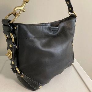 COACH CARLY HOBO BLACK LEATHER PURSE/BAG WITH GOLD HARDWARE